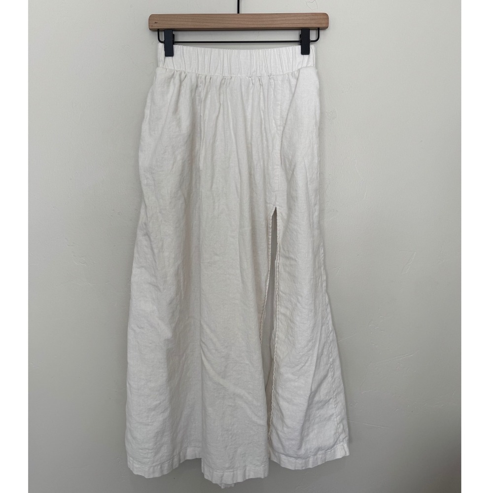Abercrombie & Fitch White Linen Blend High Slit Maxi Skirt XS Coastal Minimalist